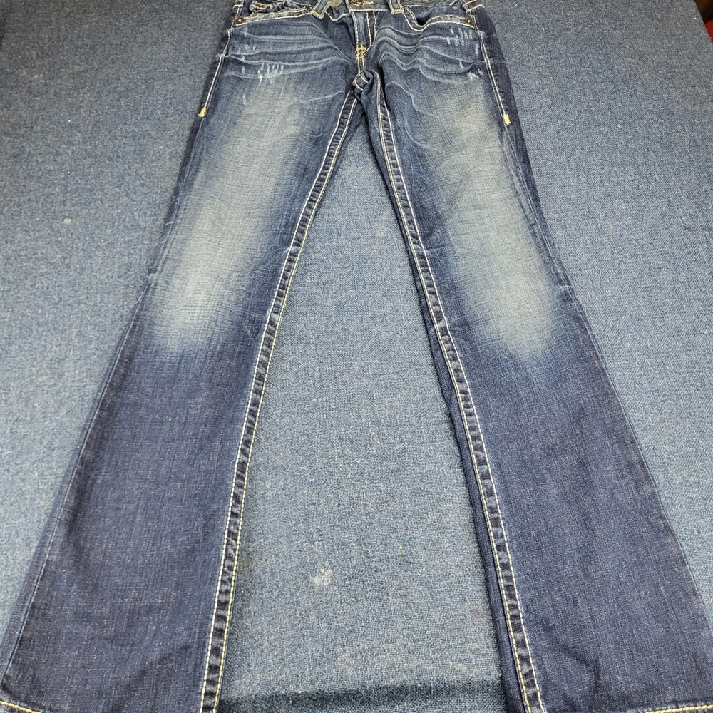 Big Star Liv Slim Boot Jeans 27L Medium Wash Contrast Stitch Low Rise Bootcut